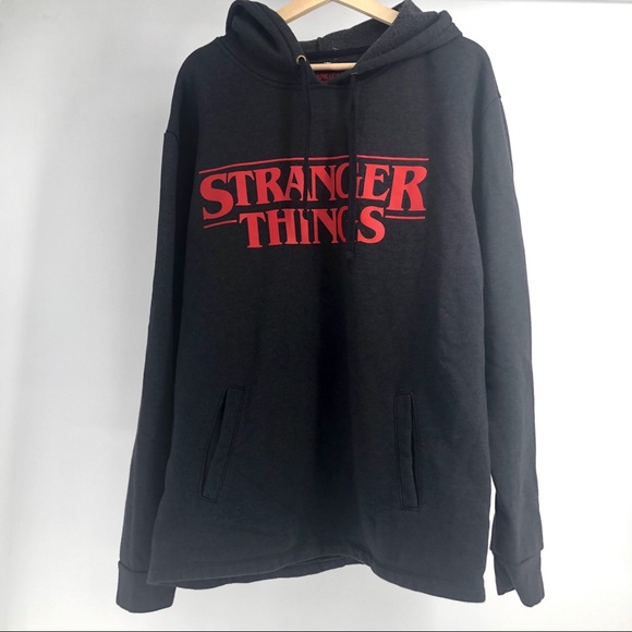 Netflix Tops - Stranger things black hooded top size large